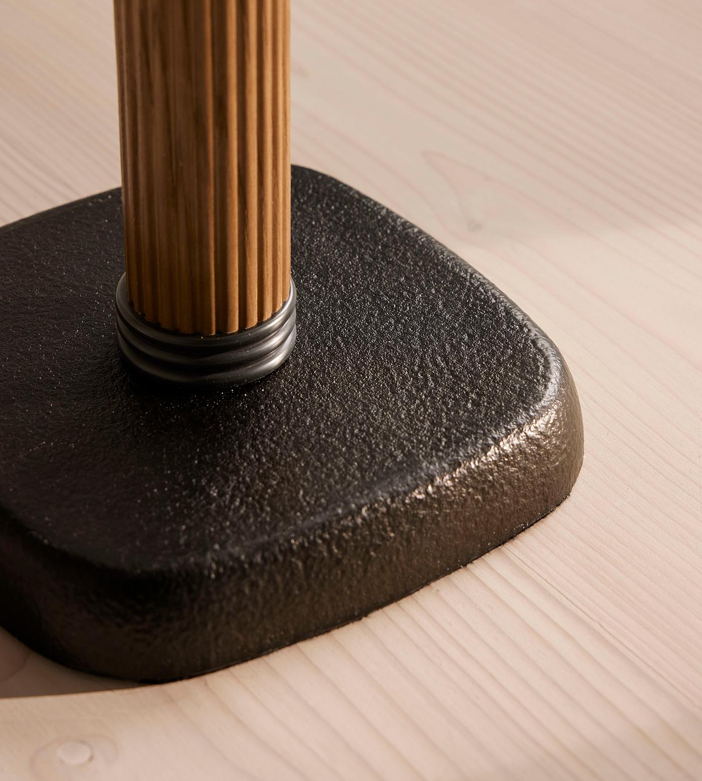 Reeded Aluminium Floor Lamp Linen Tapered Shade Quiet Luxury 160cm