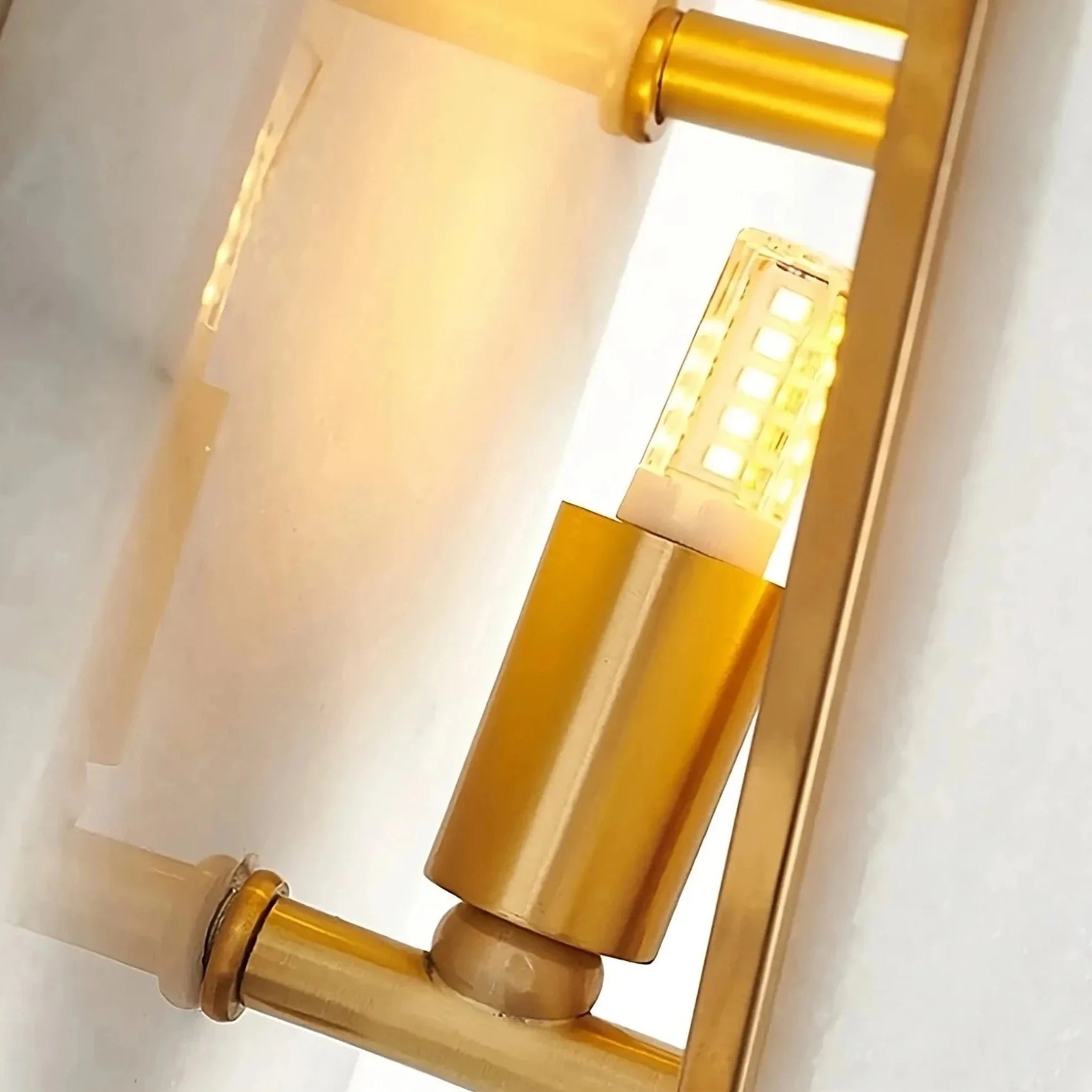 Geometric Alabaster Wall Sconce – Marble & Brass for Hallway Bedroom