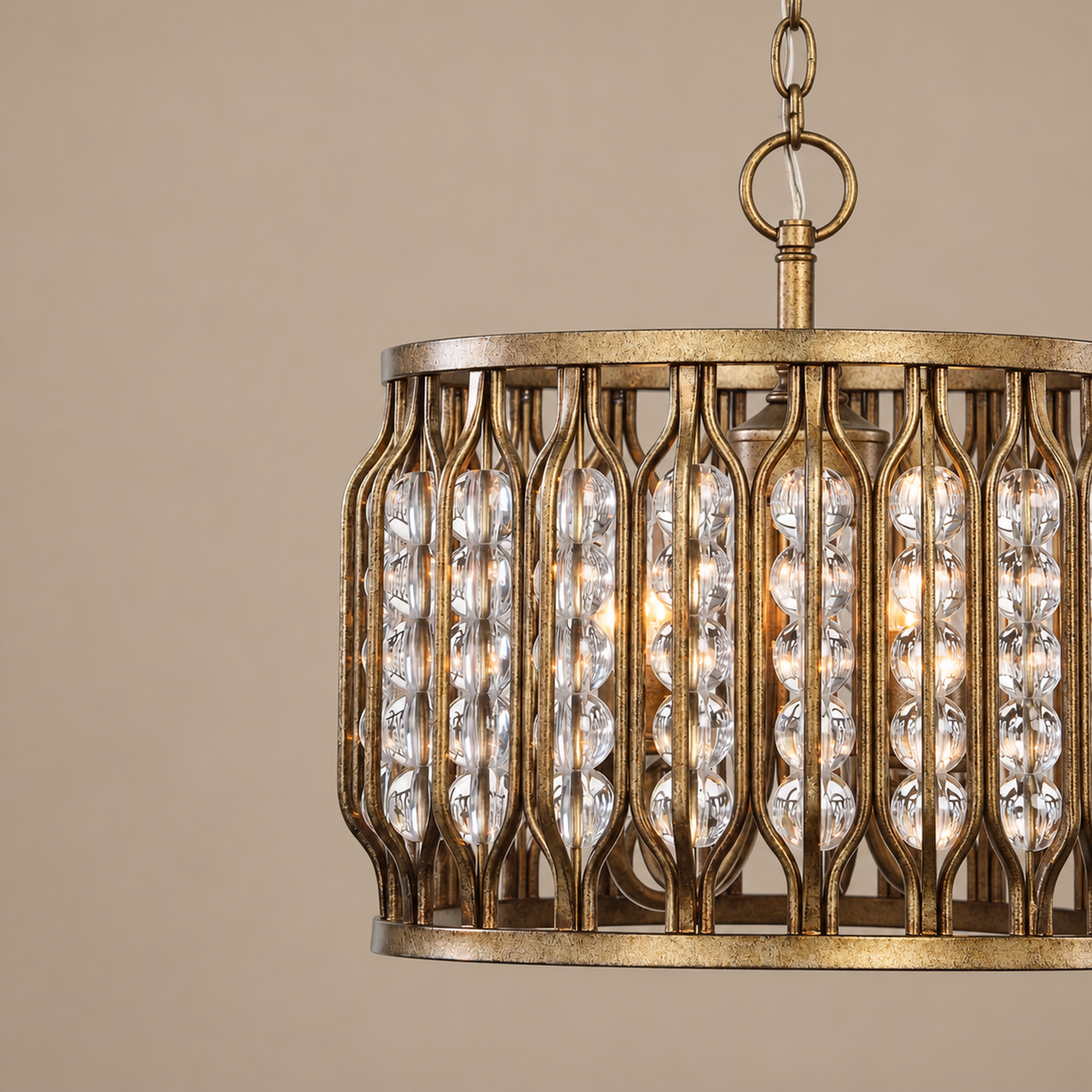 Brass Pendant Light - Crystal Drum Casalola Lights Luxury Lamps for Interior Designers