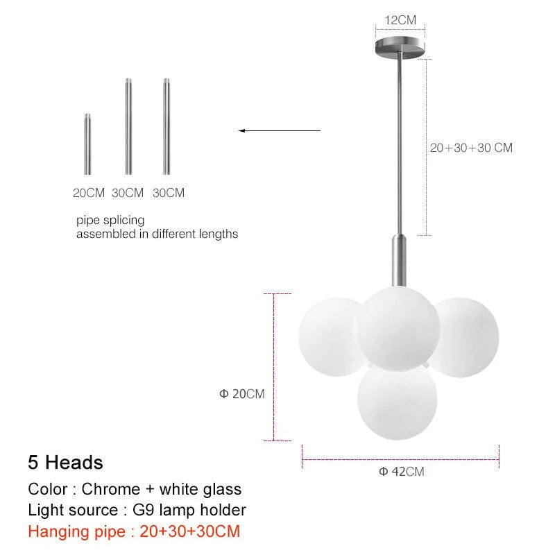 Modern Chandelier Luxury Metal Semi-flush Mount Glass 1-13 Heads Available | Casalola