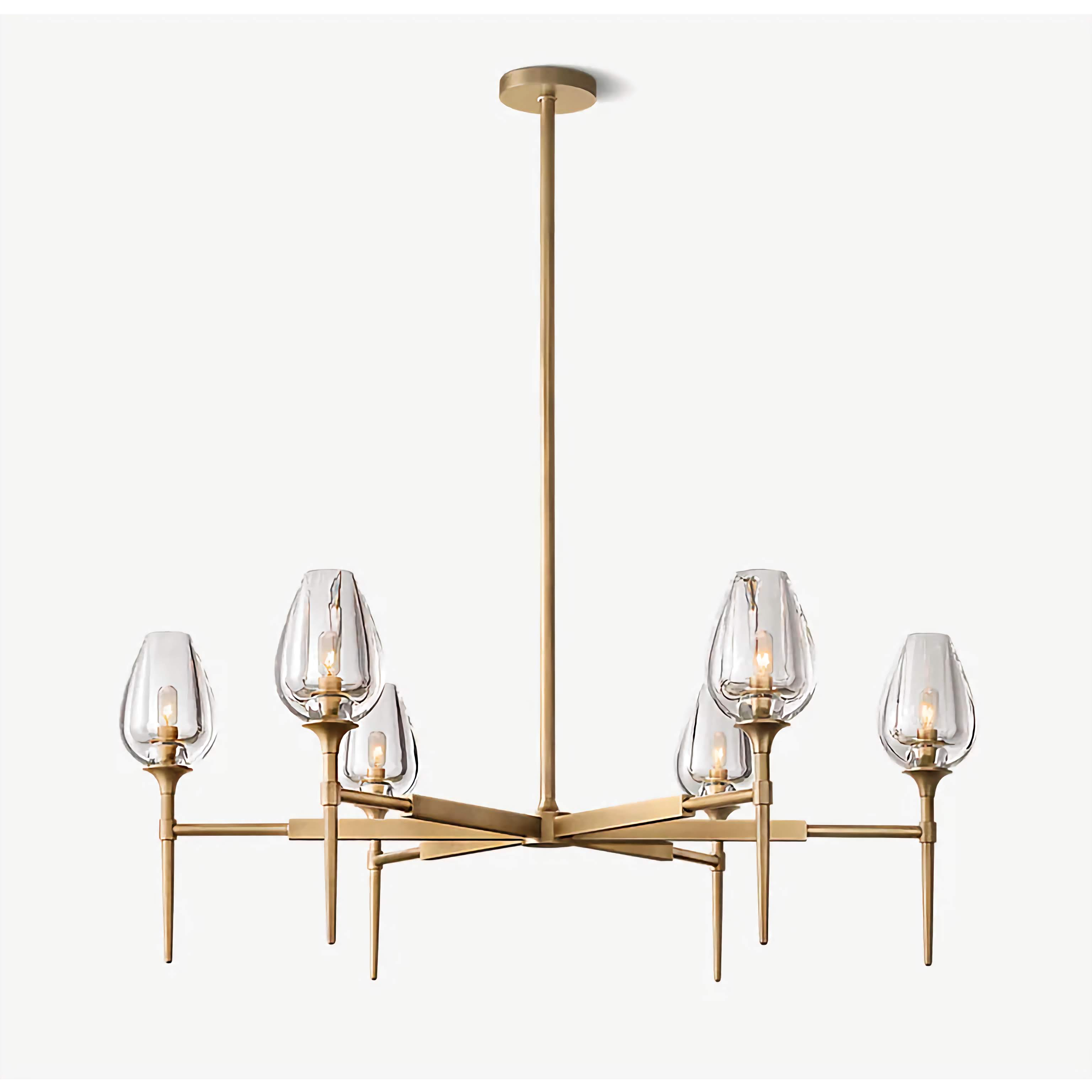 Modern Candle Brass Chandelier | Arm for Dining Room Kitchen Living | Lighting Luxury Villas