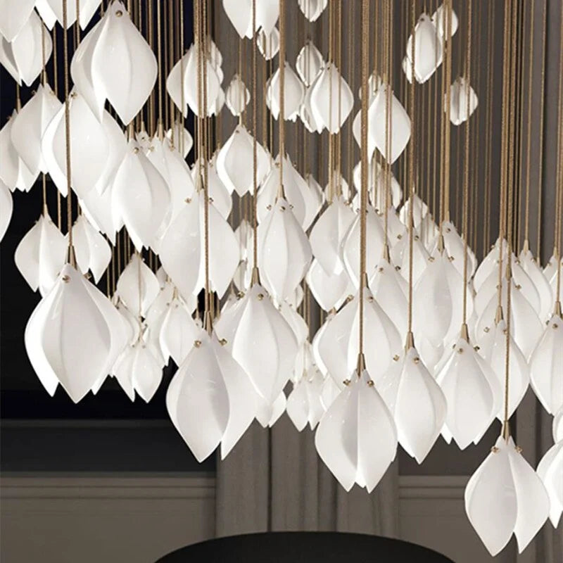 Glass Flower Pendant Light | Gold Cluster Chandelier 1-18 Lights Living Room Dining Stairwell & Bar Casalolalights