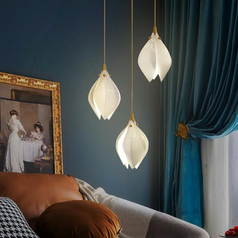 Glass Flower Pendant Light | Gold Cluster Chandelier 1-18 Lights Living Room Dining Stairwell & Bar Casalolalights