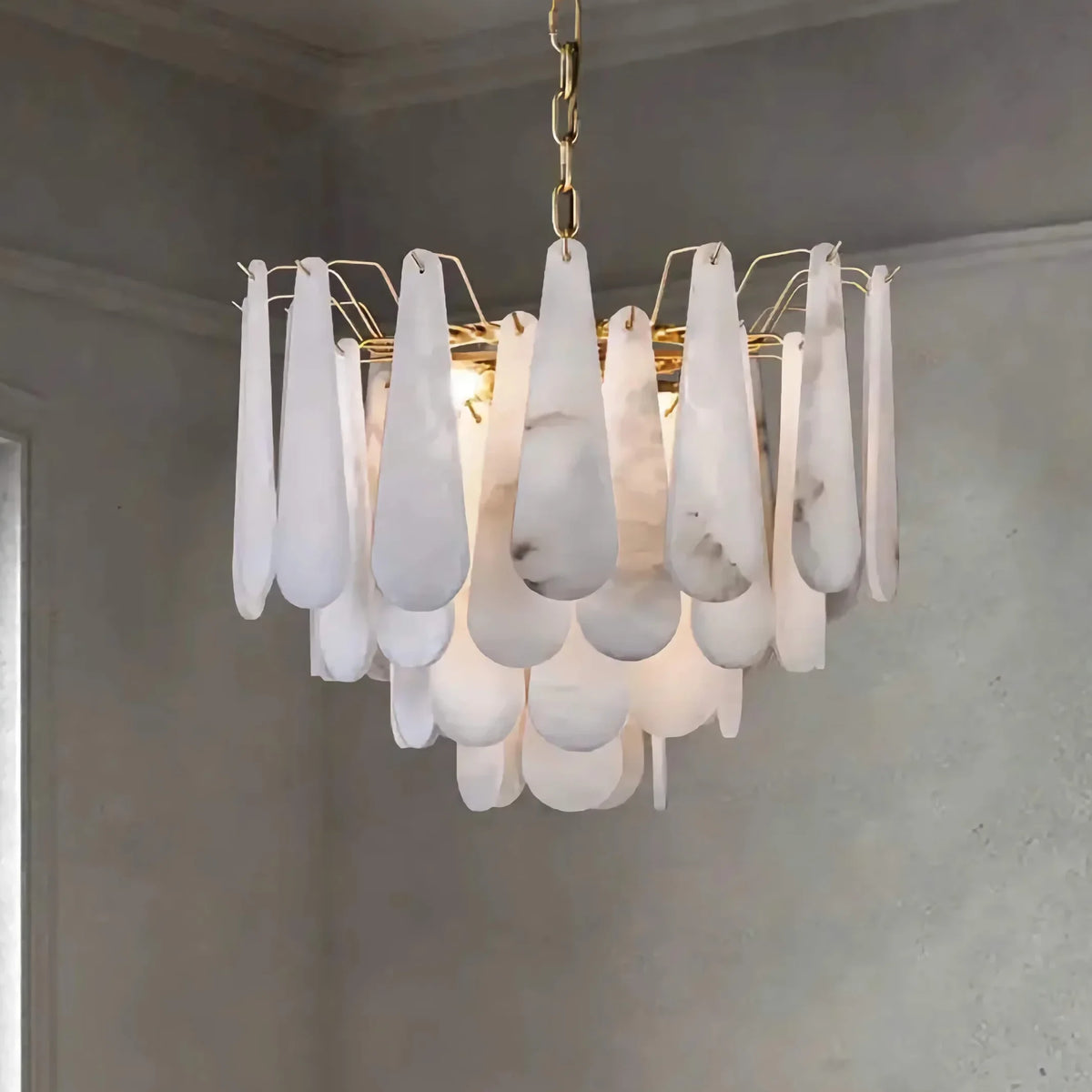 Alabaster Teardrop Chandelier | Tiered Cascade Stone Modern Decorative Dining & Bedroom Casalolalights Luxury Lamps