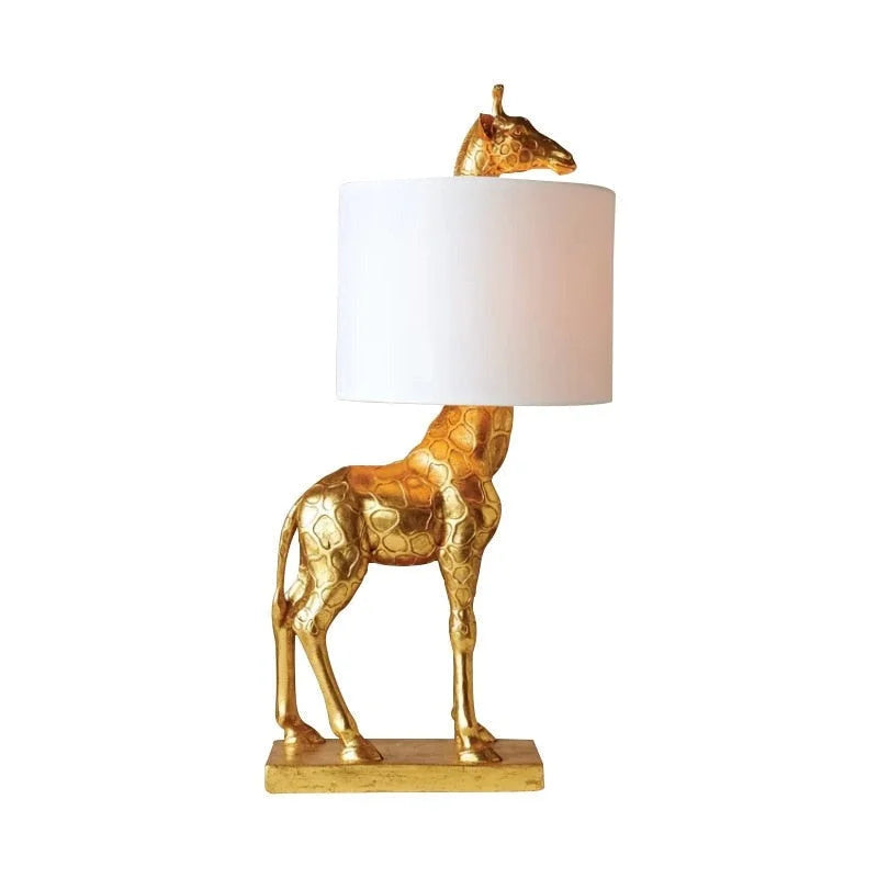 Gold Giraffe Table Lamp | Fabric Shade | Luxury Light | Casalola