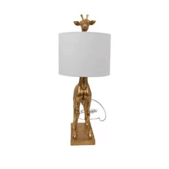 Gold Giraffe Table Lamp | Fabric Shade | Luxury Light | Casalola