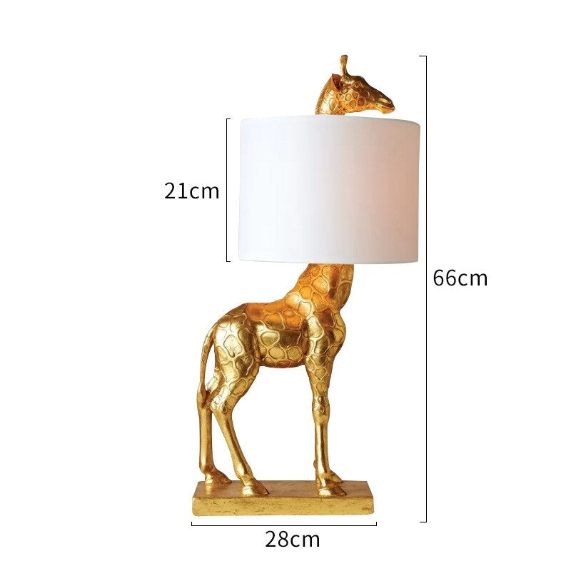 Gold Giraffe Table Lamp | Fabric Shade Luxury Light Casalola - Sculpture Lamps