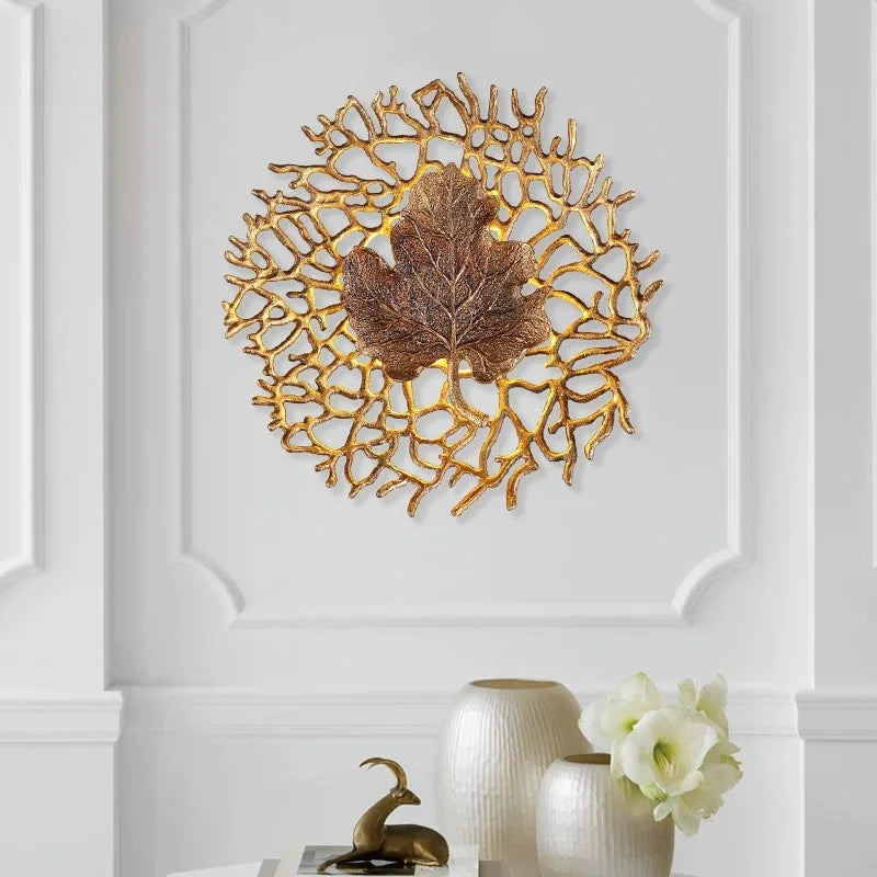 Gold Leaf Wall Sconce – Handcrafted Organic Brass Design