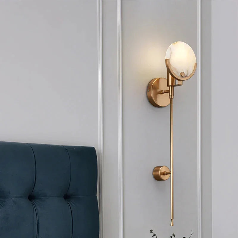 Marble Wall Sconce | Natural Stone & Gold Copper Up-down Led Light Living Room Bedroom Foyer Casalolalights Luxury