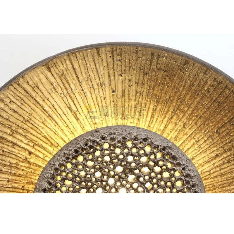 Gold-leaf Disc Wall Sconce | Sculptural Gilded Steel-mesh 28cm Art Deco Eclectic Feature Casalolalights Luxury Lamps