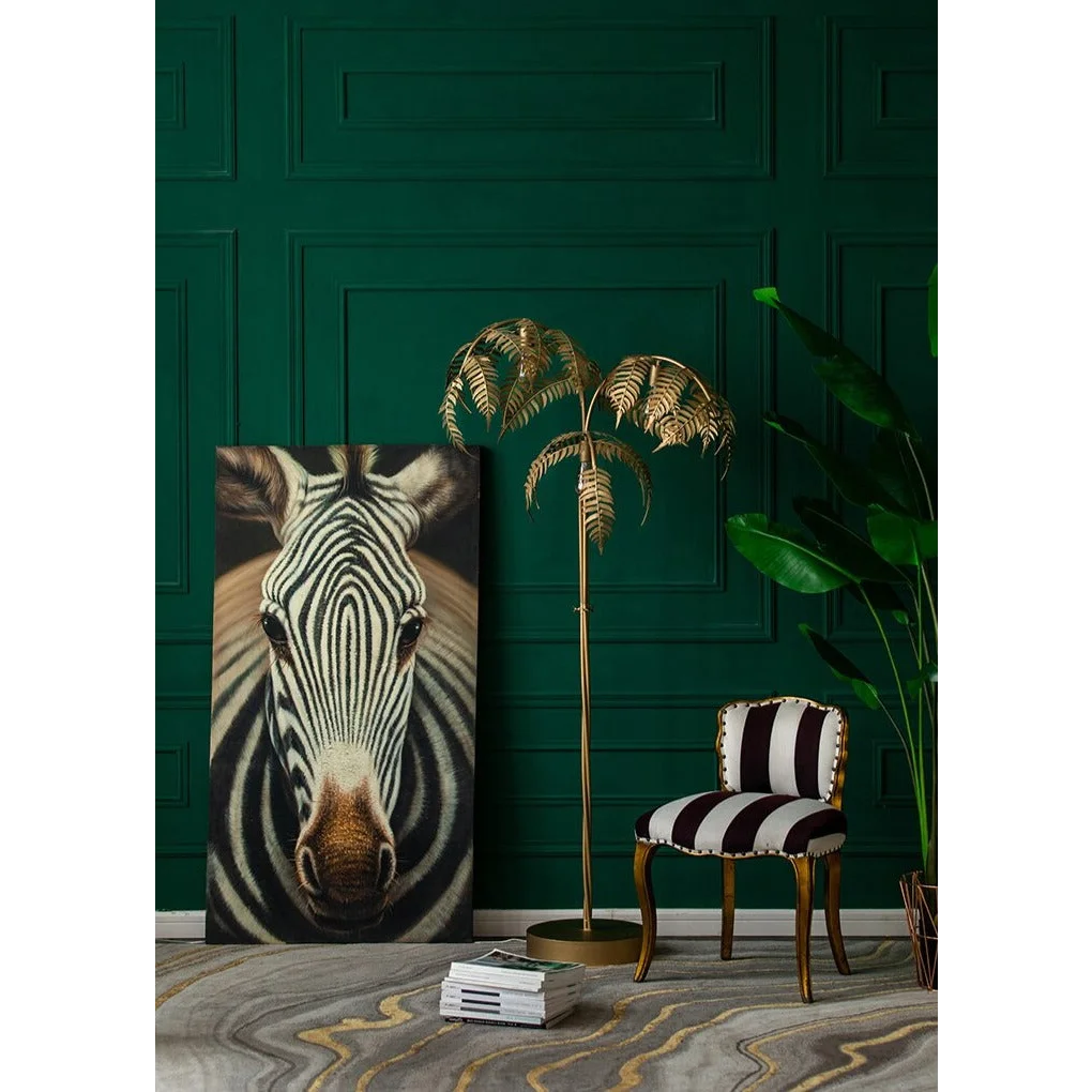 Tall Floor Lamp | Gold Palm Tree Hollywood Regency Lighting for Living Room