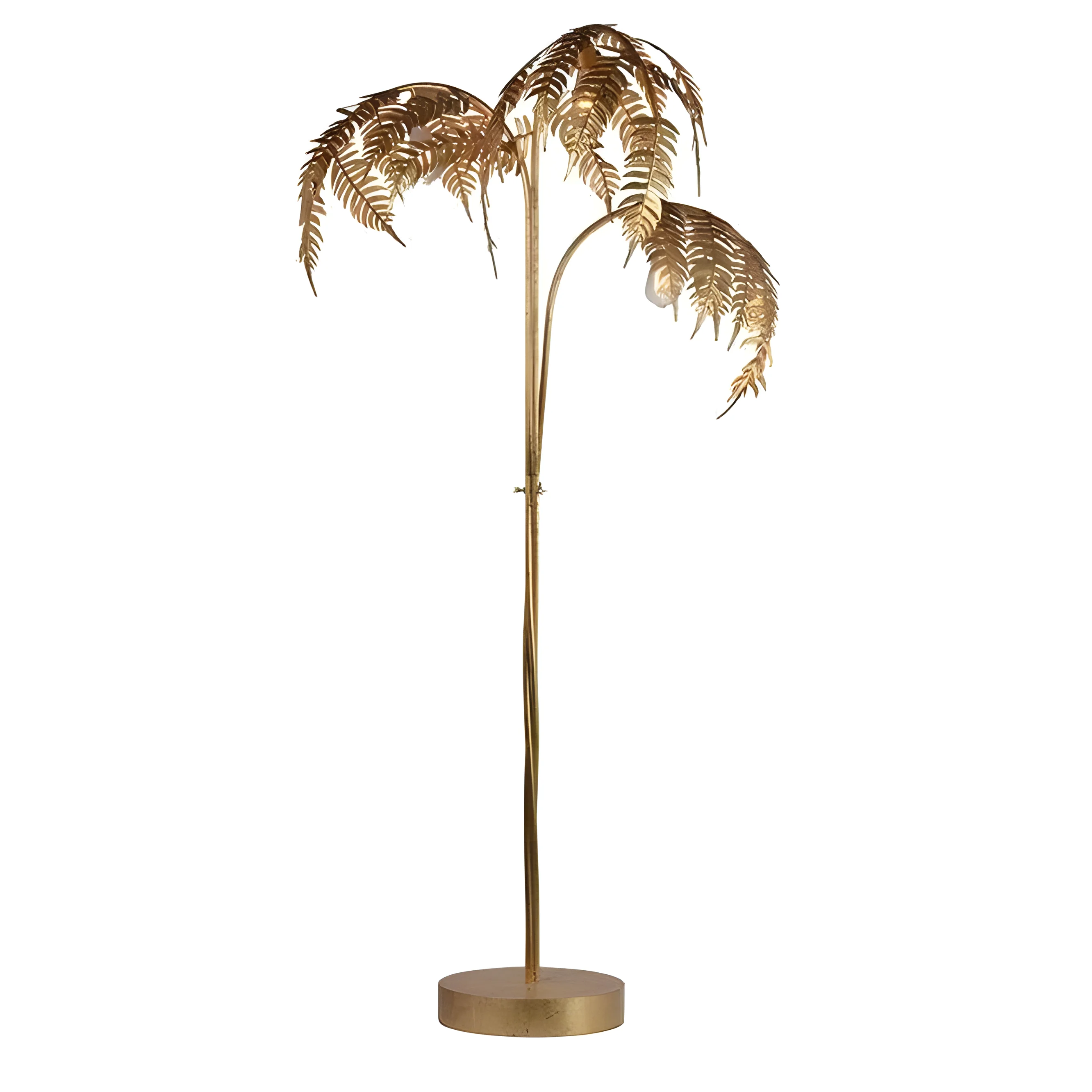 Tall Floor Lamp | Gold Palm Tree Hollywood Regency Lighting for Living Room