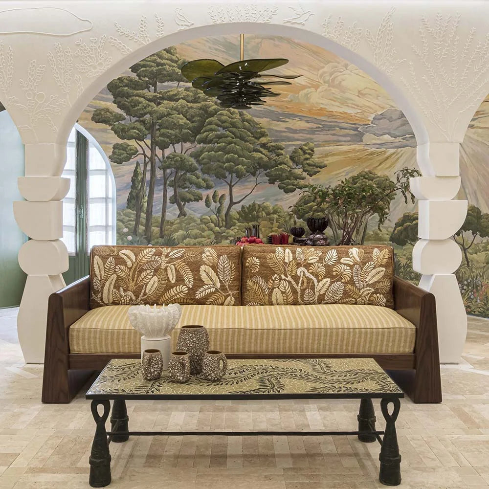 Fiore Green Glass Chandelier | Sculptural Floral Art Deco Pendant | Hand Formed Statement Light for Atrium or Gallery