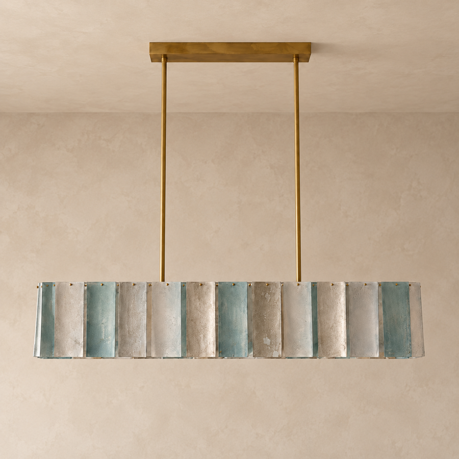 LAMPADARIO IN VETRO RAMATO IRIDESCENTE