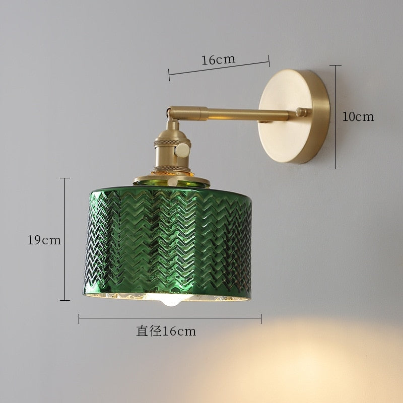 Green Glass Nordic Wall Sconce With Pull Chain | Led Lamp For Bedroom Living Room - Modern Sconces