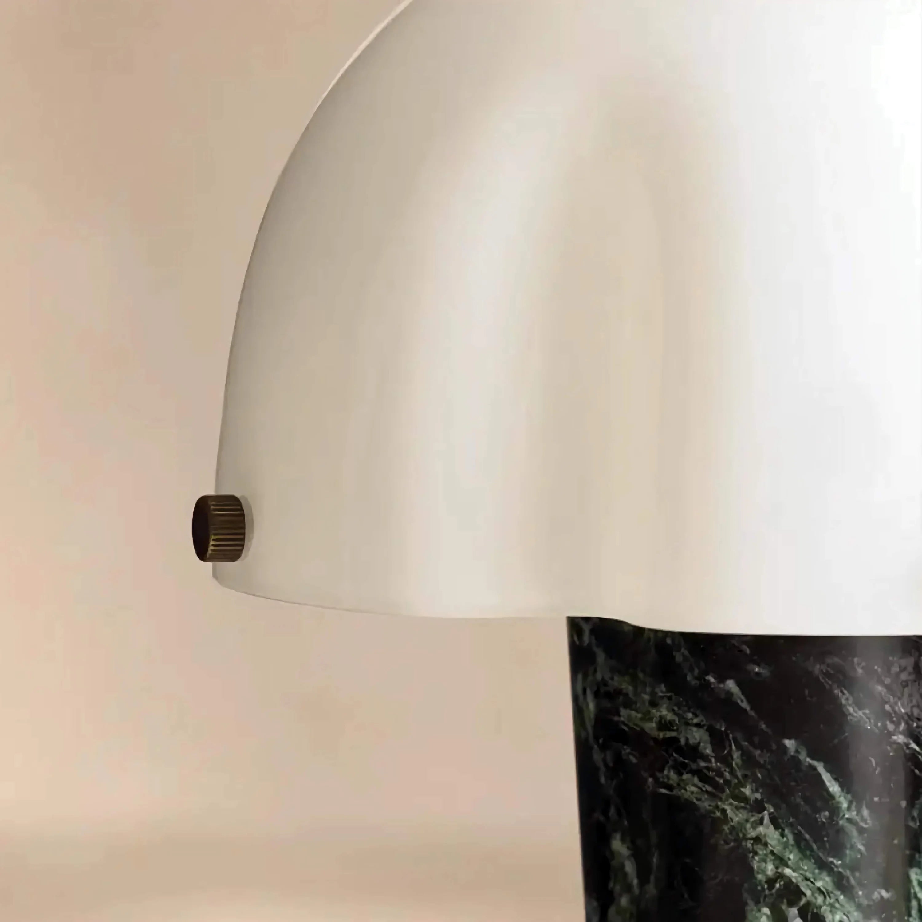 Green Marble Base Table Lamp | Fluted Glass Dome Accent