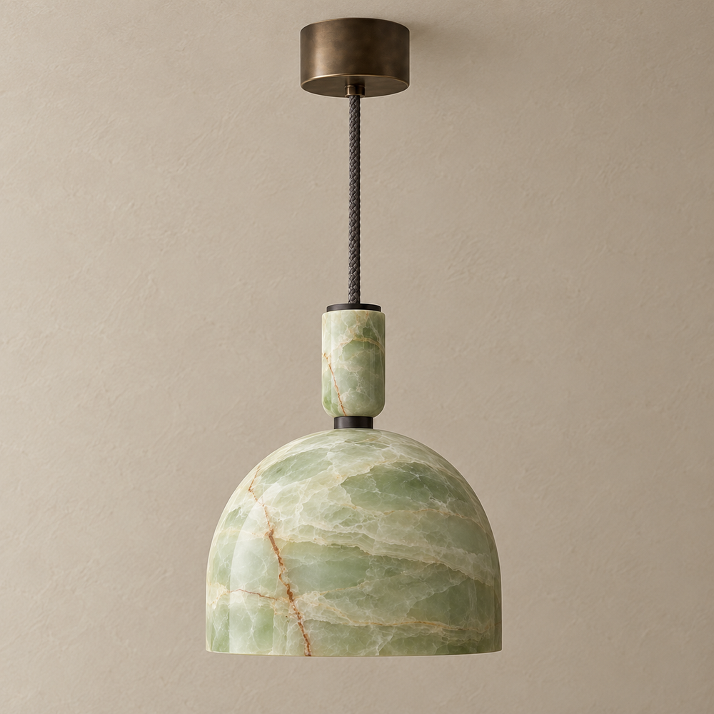 Green Onyx Dome Pendant Light