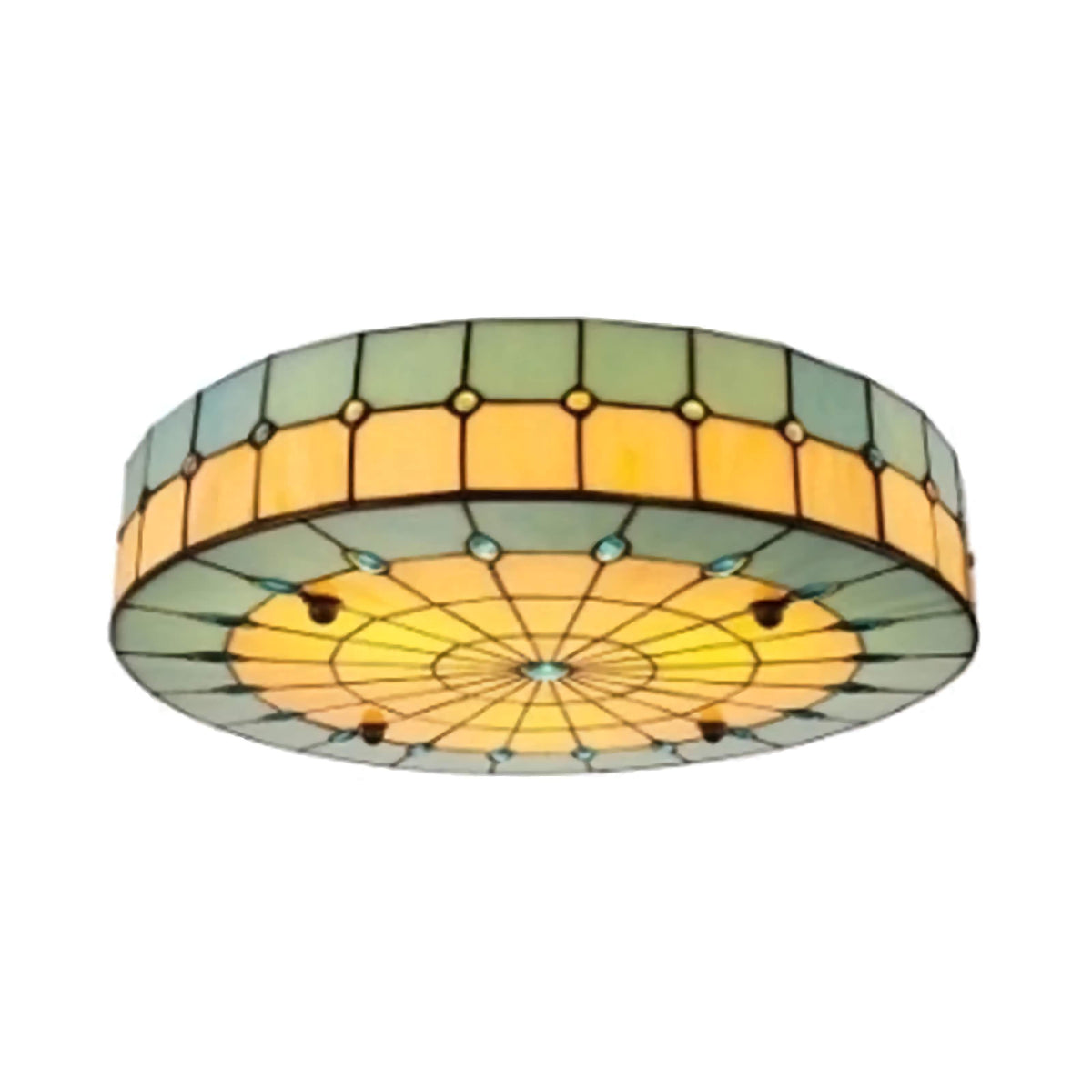 Green Stained Glass Flush Mount Ceiling Light for Hallway and Bedroom | Small to Large Dimmable Option Casalola Lights
