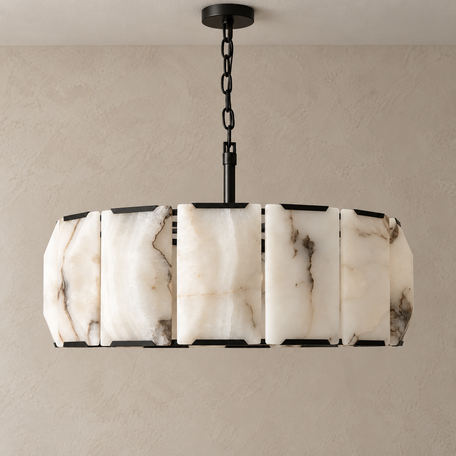Round Alabaster Halo Chandelier