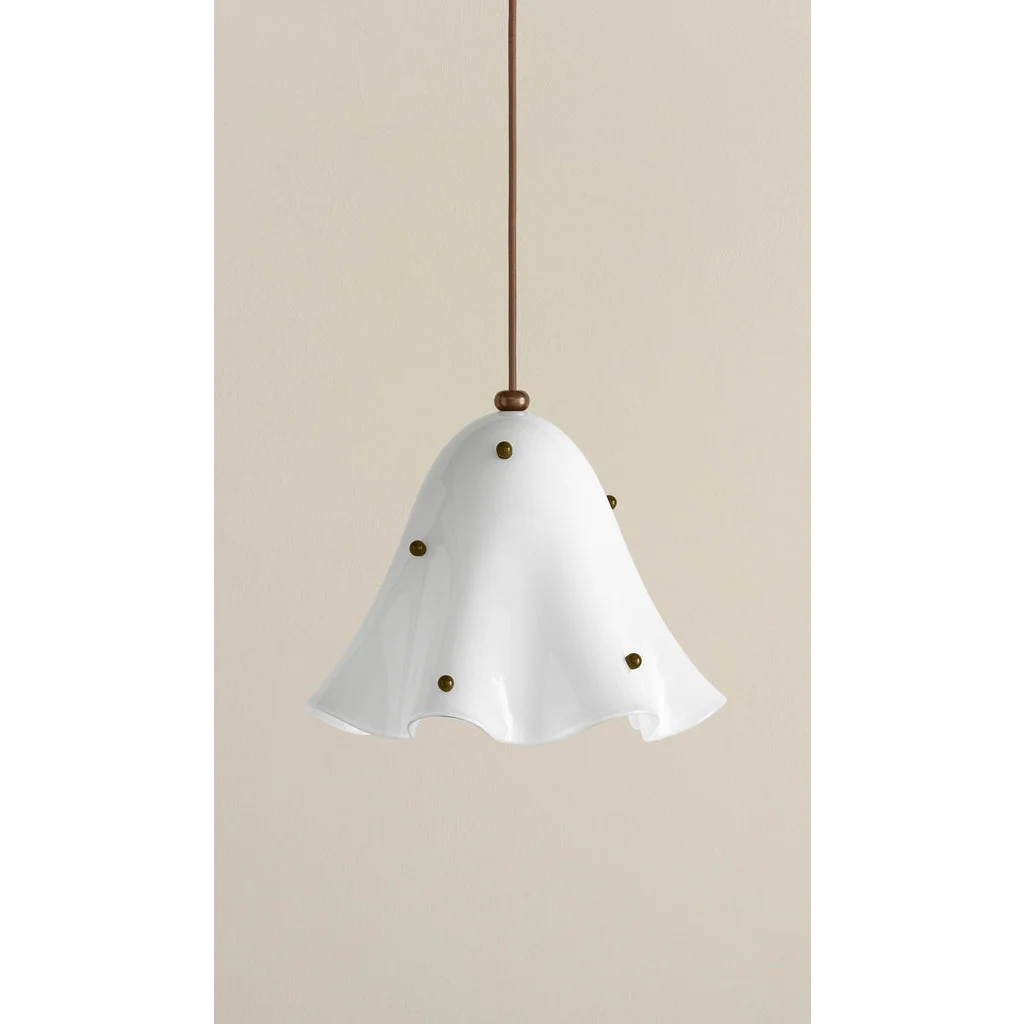 Hand Blown Amber Glass Pendant | Sculptural Botanical Accent Light