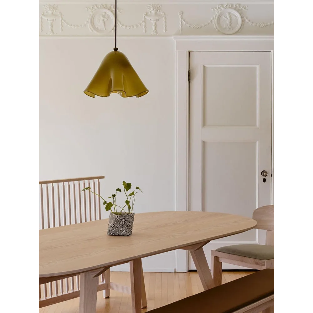 Hand Blown Amber Glass Pendant | Sculptural Botanical Accent Light