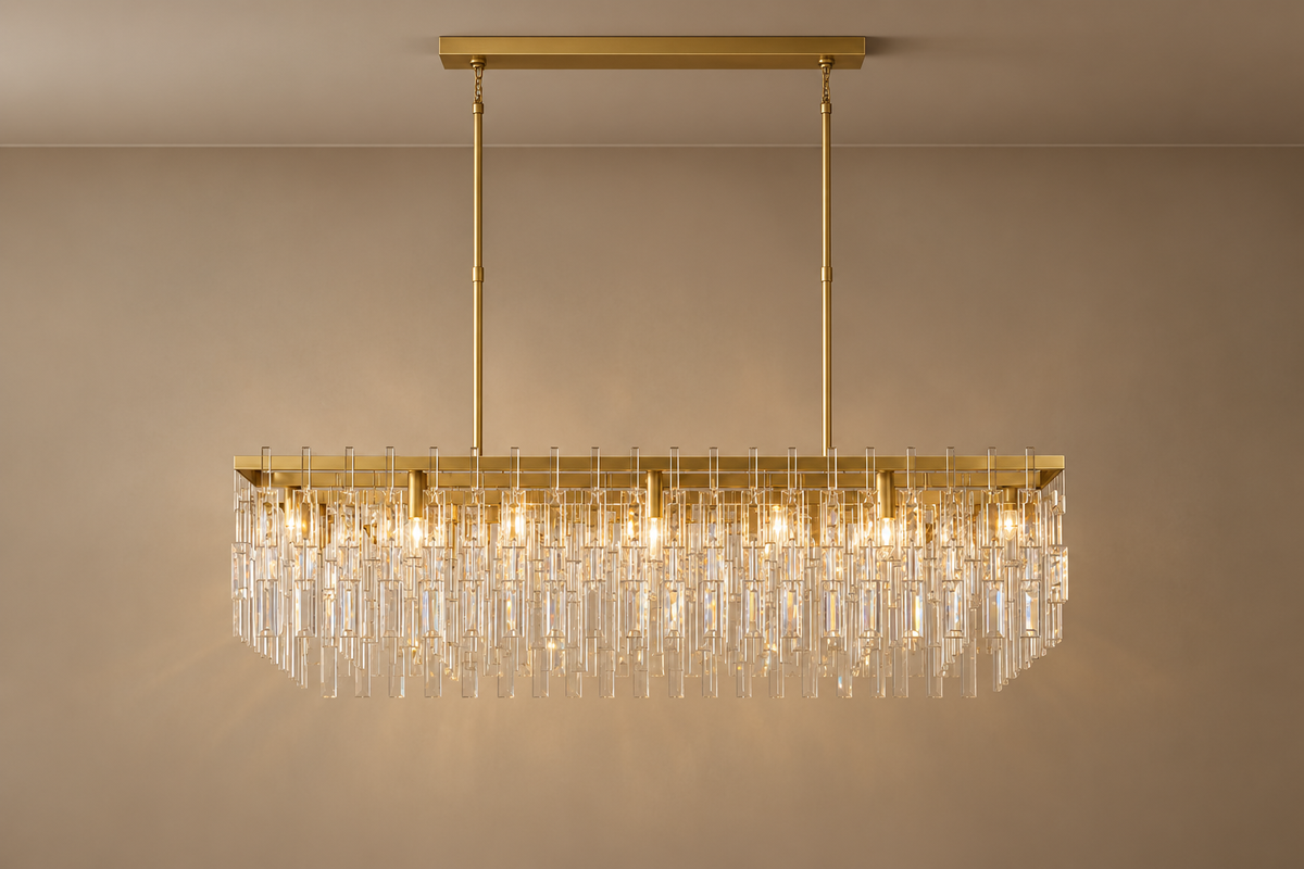 Linear Chandelier - Crystal Rectangle Casalola Lights Luxury Lamps for Interior Designers