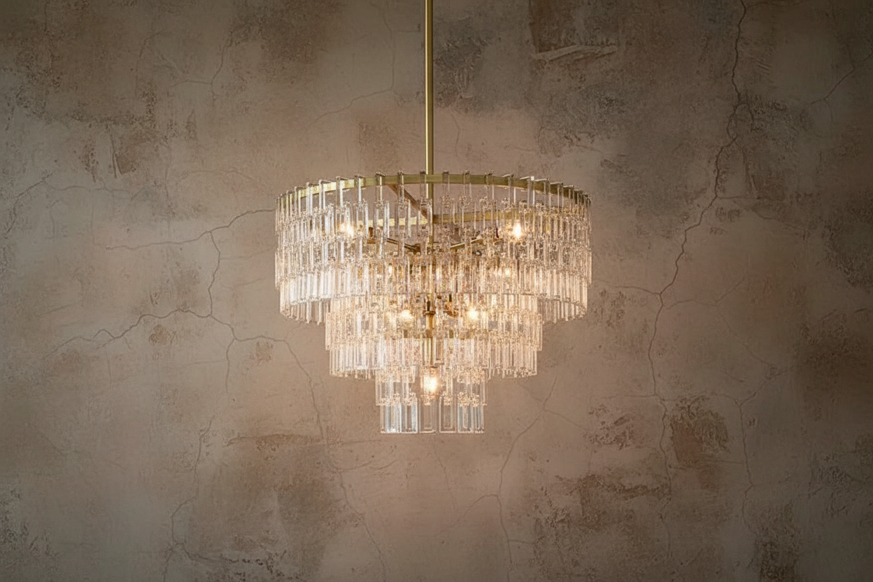 Hand-cut Crystal Tiered Chandelier | Brass | Ceiling Light Fixture for Dining Room Casalolalights Luxury Lamps