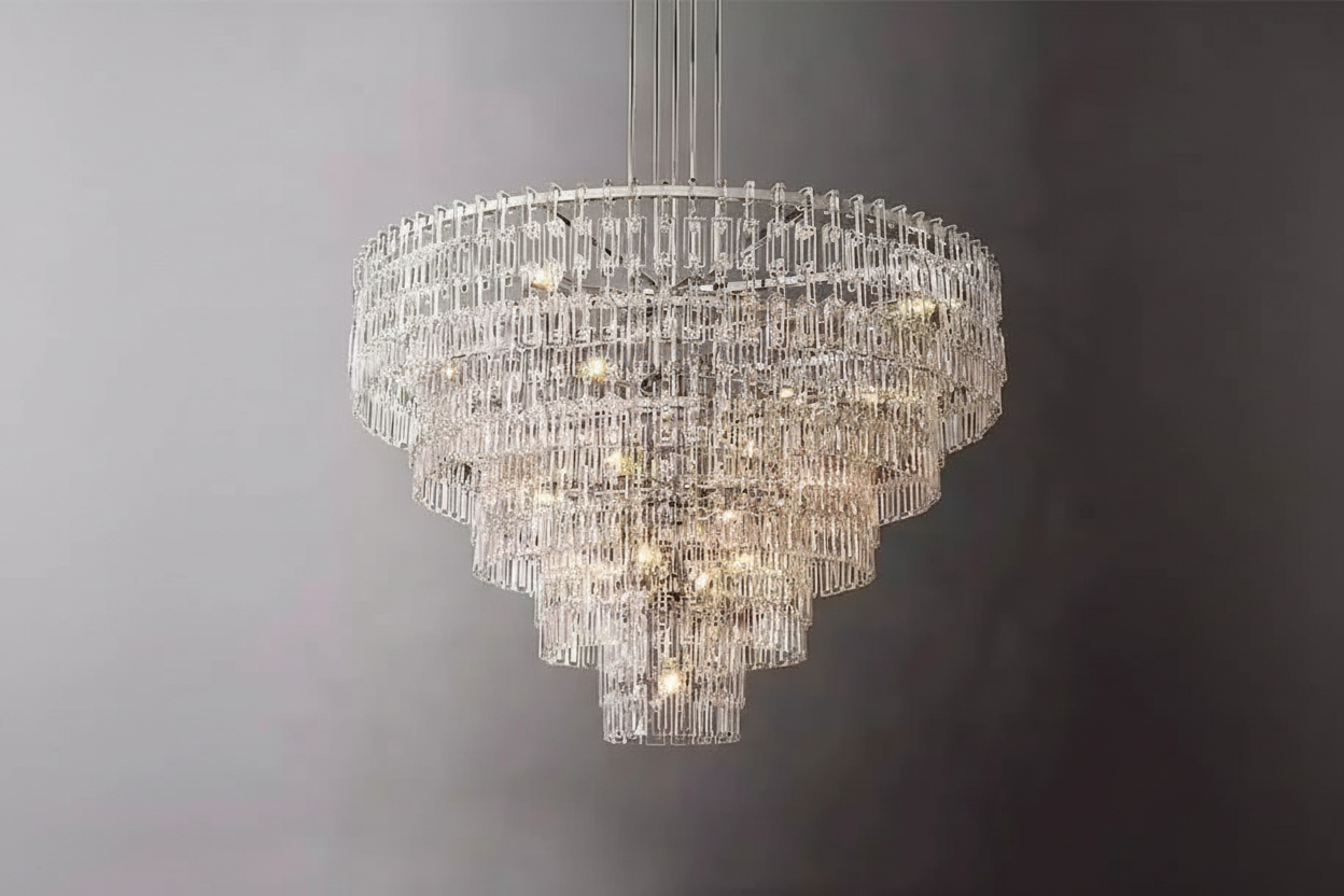 LAMPADARIO A PIÙ LIVELLI IN CRISTALLO TAGLIATO A MANO | CLHUYL0250