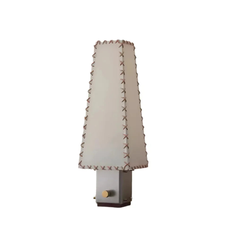 Hand-stitched Parchment Table Lamp | Crafted Shade & Steel-brass 50cm Wabi-sabi Bedside Casalolalights Luxury Lamps