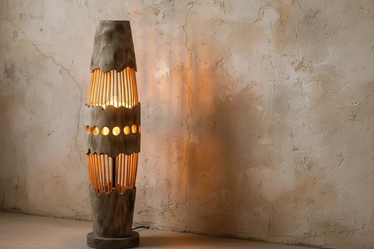 Japanese Wood Floor Lamp | Handcrafted Adjustable Standing Japandi Minimalist Living & Bedroom Casalola Lights Luxury