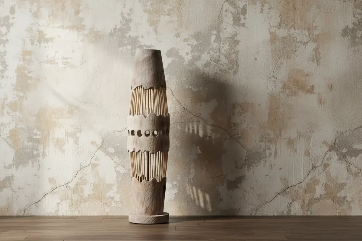 Japanese Wood Floor Lamp | Handcrafted Adjustable Standing Japandi Minimalist Living & Bedroom Casalola Lights Luxury