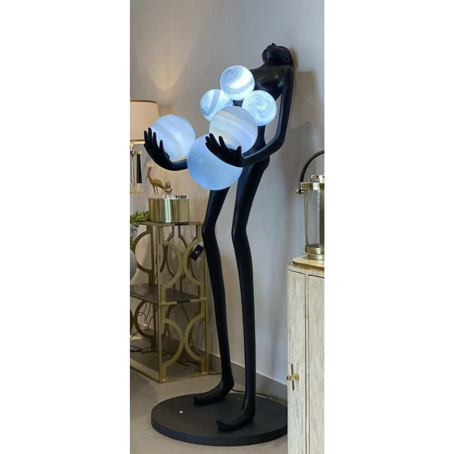 Modern Man Sculpture Lamp | Organic Resin Floor | Luxury Lighting for Living Room and Lobbies