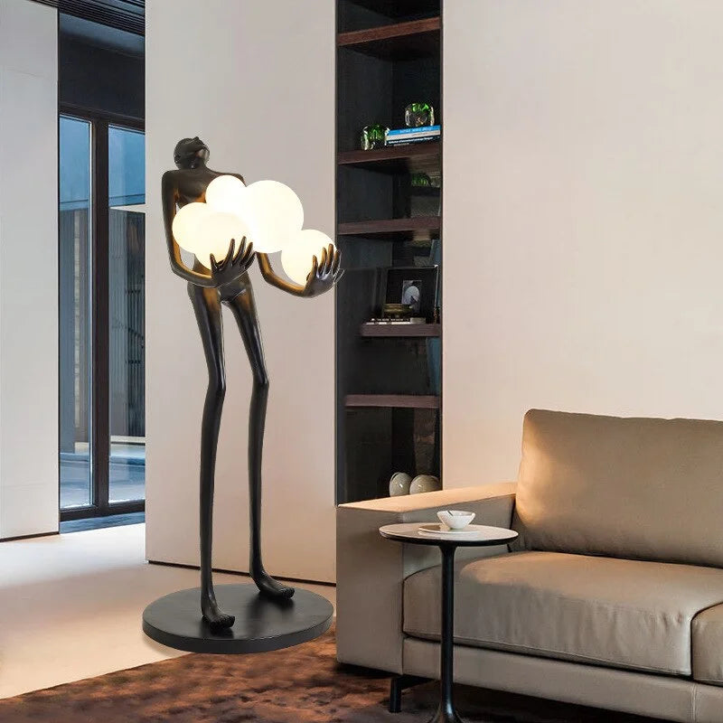 Modern Man Sculpture Lamp | Organic Resin Floor | Luxury Lighting for Living Room and Lobbies
