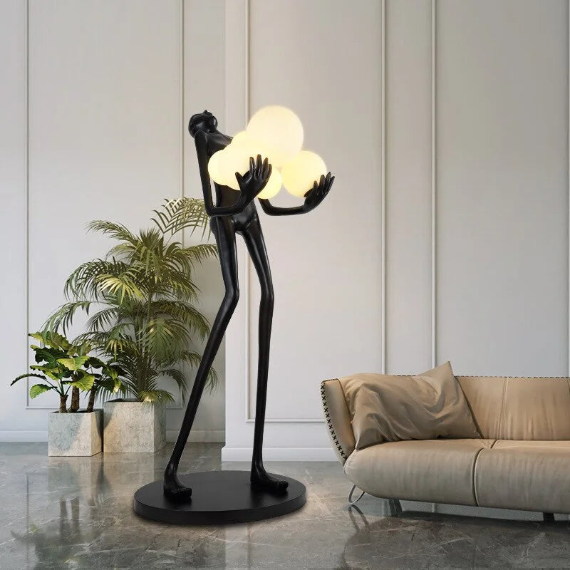 Modern Man Sculpture Lamp | Organic Resin Floor | Luxury Lighting for Living Room and Lobbies