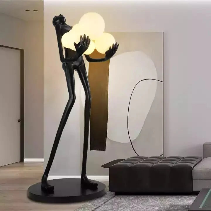 Modern Man Sculpture Lamp | Organic Resin Floor | Luxury Lighting for Living Room and Lobbies