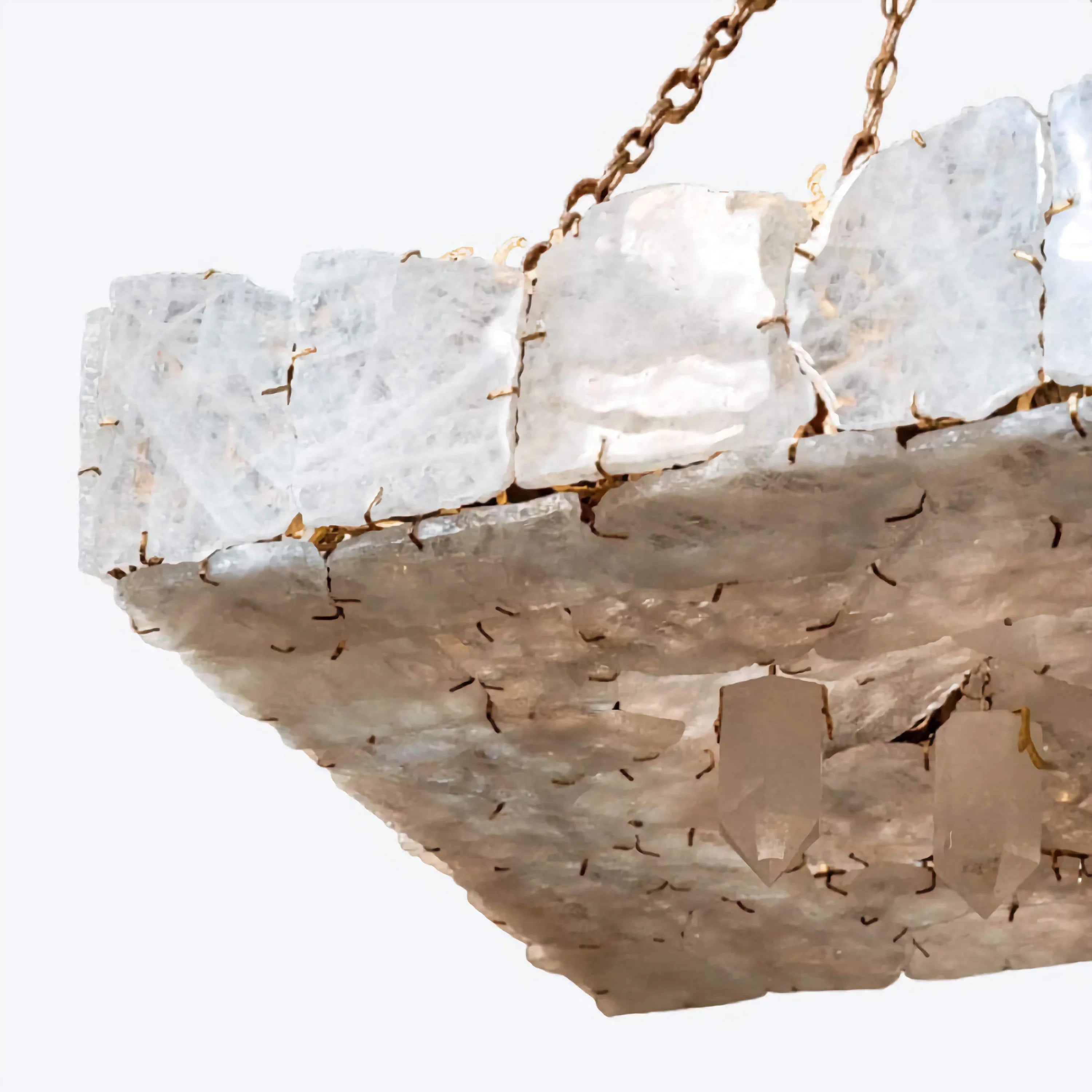Handcrafted Marble & Gold Chandelier – Luxury Rectangular Lighting