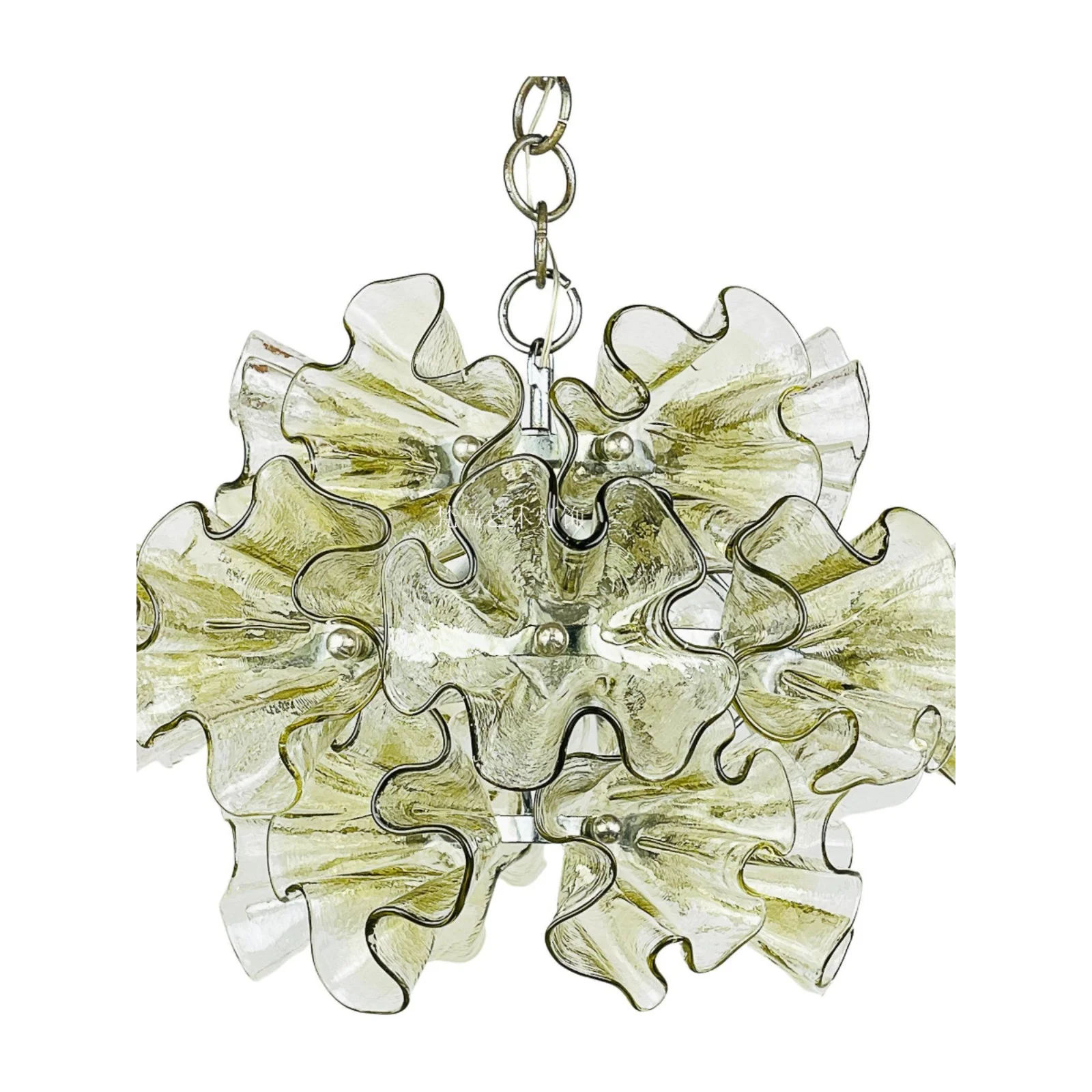 Murano Glass Ruffle Chandelier | Handcrafted Italian Pendant Light | Vintage Inspired Fixture for Dining or Lounge