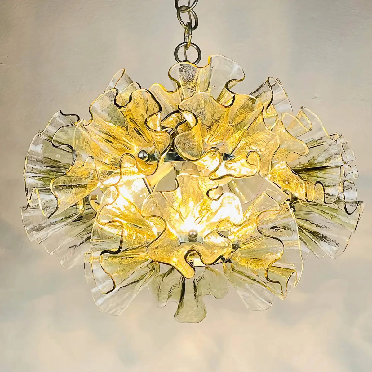 Murano-style Glass Chandelier | Handcrafted Ruffled Floral Pendant 45cm Venetian Tradition Dining Room Casalolalights