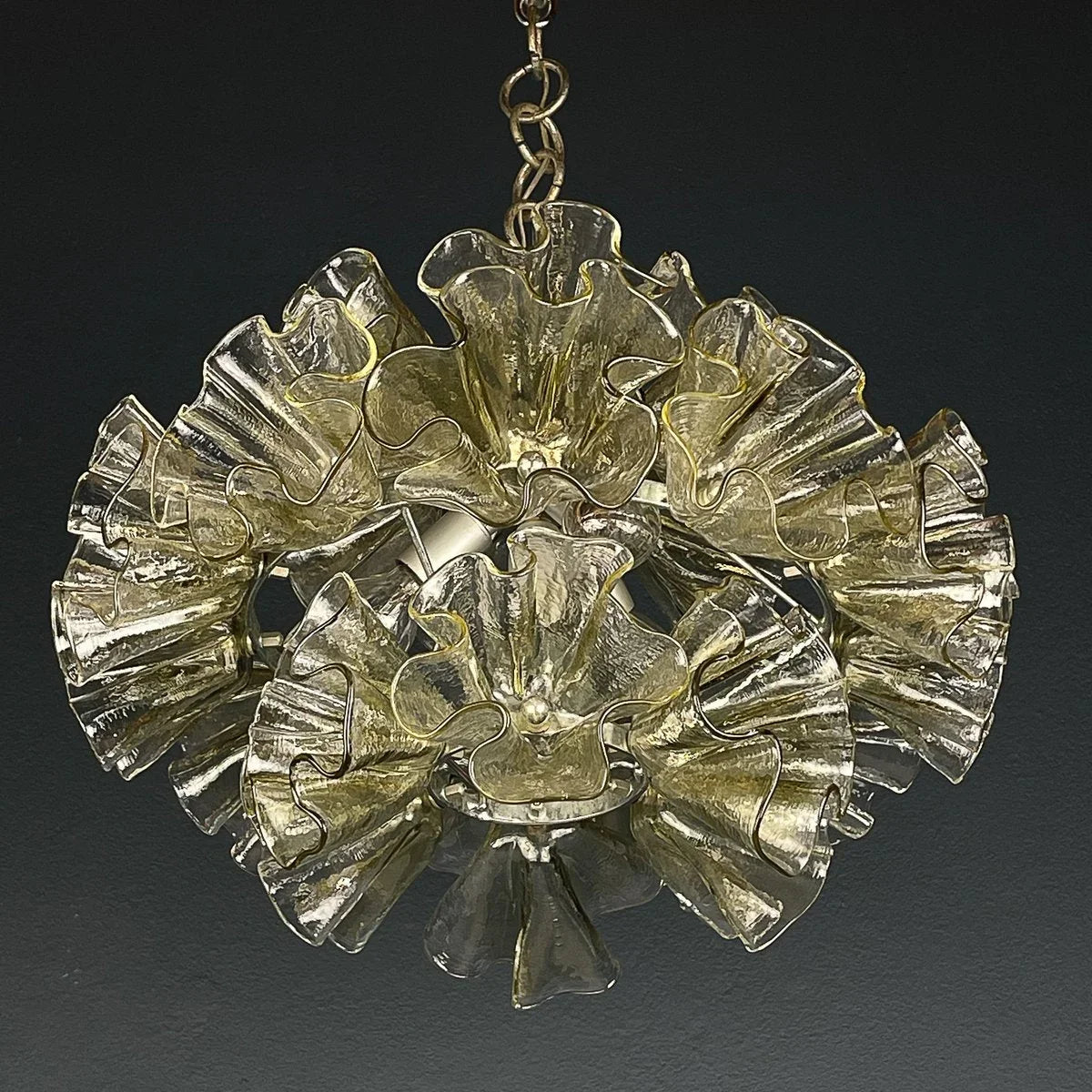 Murano-style Glass Chandelier | Handcrafted Ruffled Floral Pendant 45cm Venetian Tradition Dining Room Casalolalights