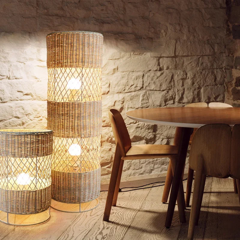 Rattan Lamp Collection | Hand-knitted Floor & Table Lamps Natural Woven Fibre Living Room Bedroom Casalolalights Luxury