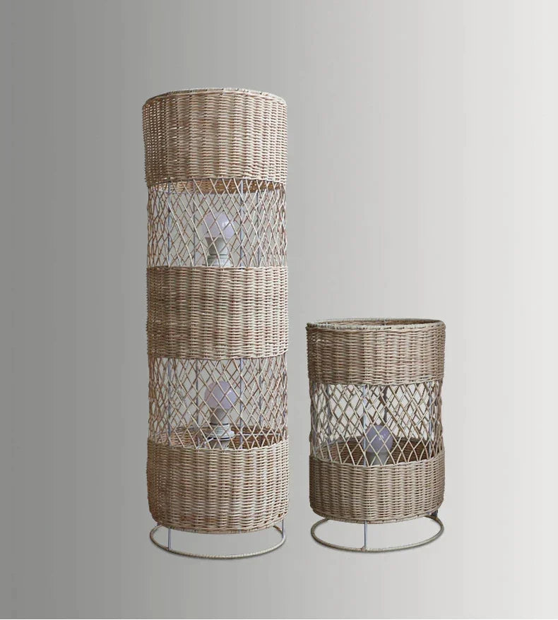 Handcrafted Rattan Lamp Collection Rustic Cottagecore Decor For Living Room - Minimalist Floor Lamps