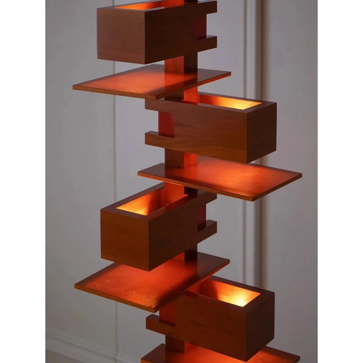 Luxury Designer Handcrafted Wood & Iron Floor Lamp for Living Room