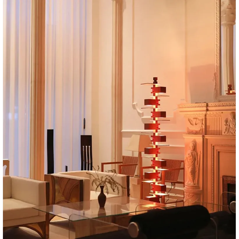 Luxury Designer Handcrafted Wood & Iron Floor Lamp for Living Room