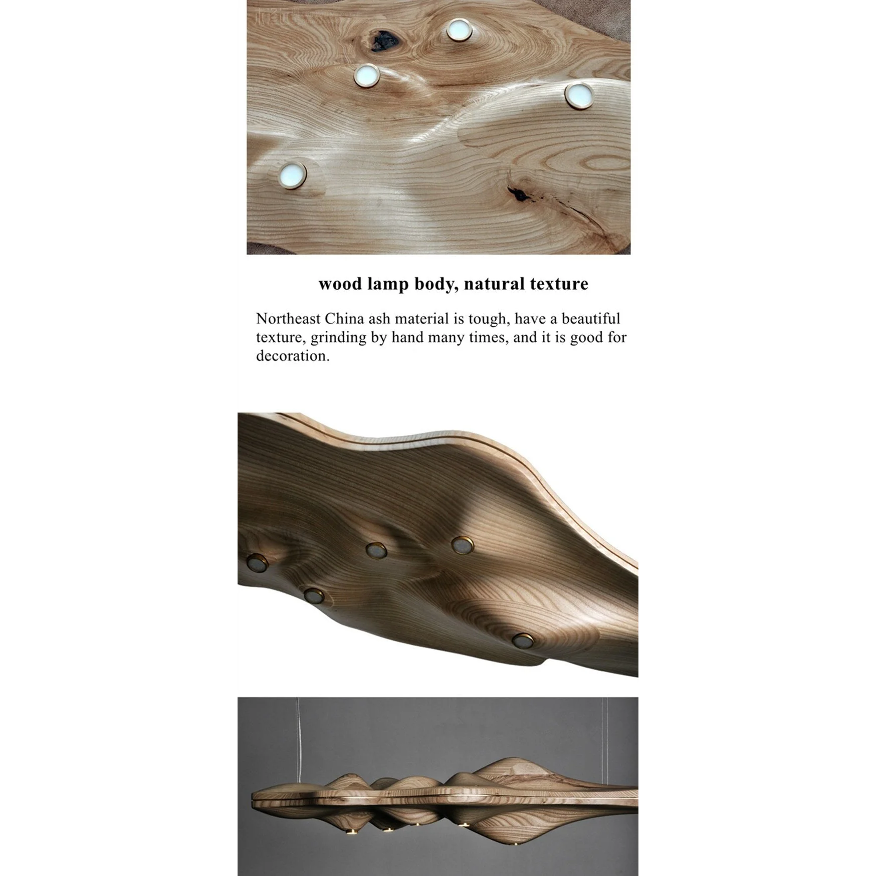 Luxury Wood Ceiling Lamps Handcrafted Solid Log Biophilic Landscape Lighting