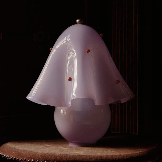 Handmade Glass Table Lamp | French Sculptural Bedside Light