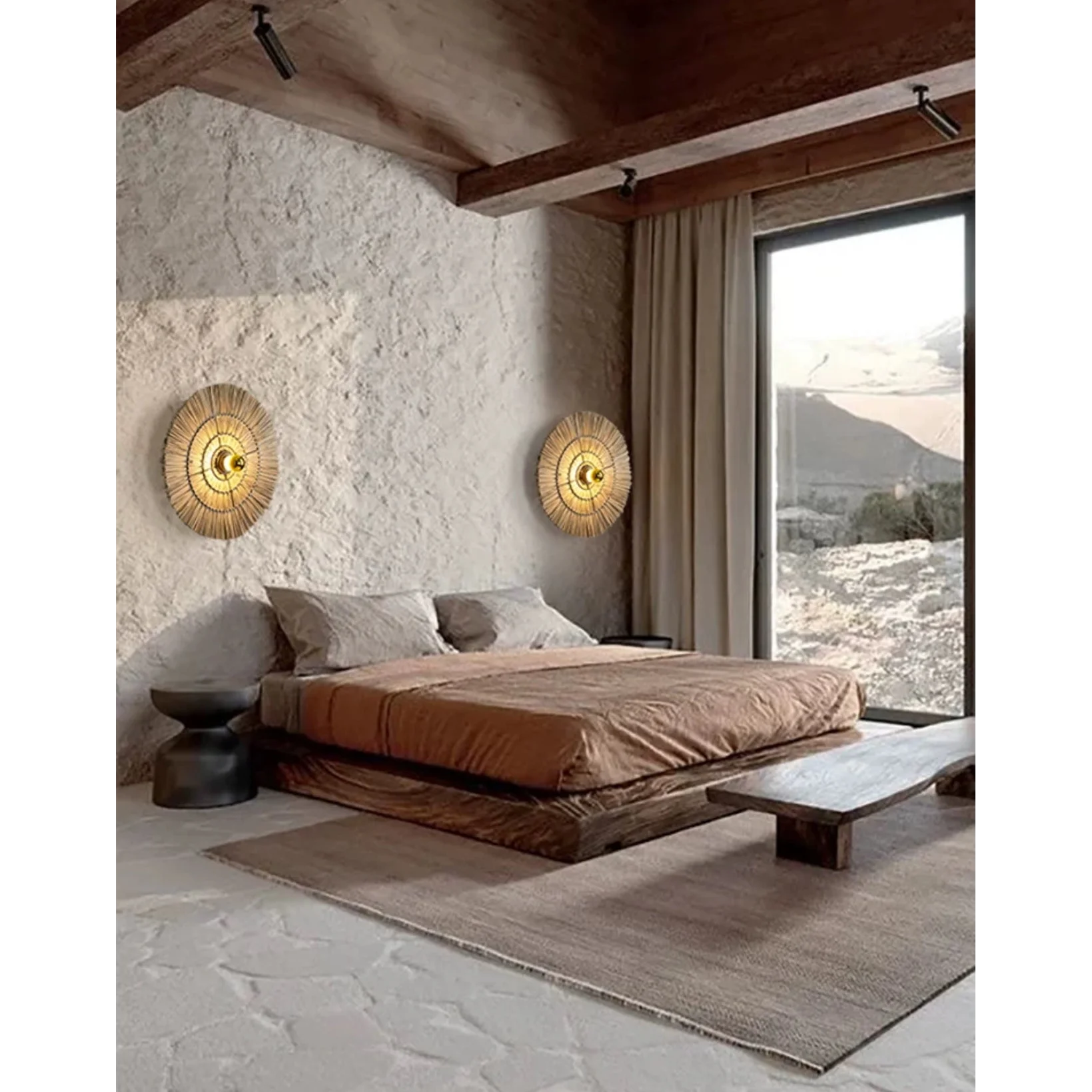 Handmade Straw Wall Lamp 40 Cm 60 80 Rattan Round Design