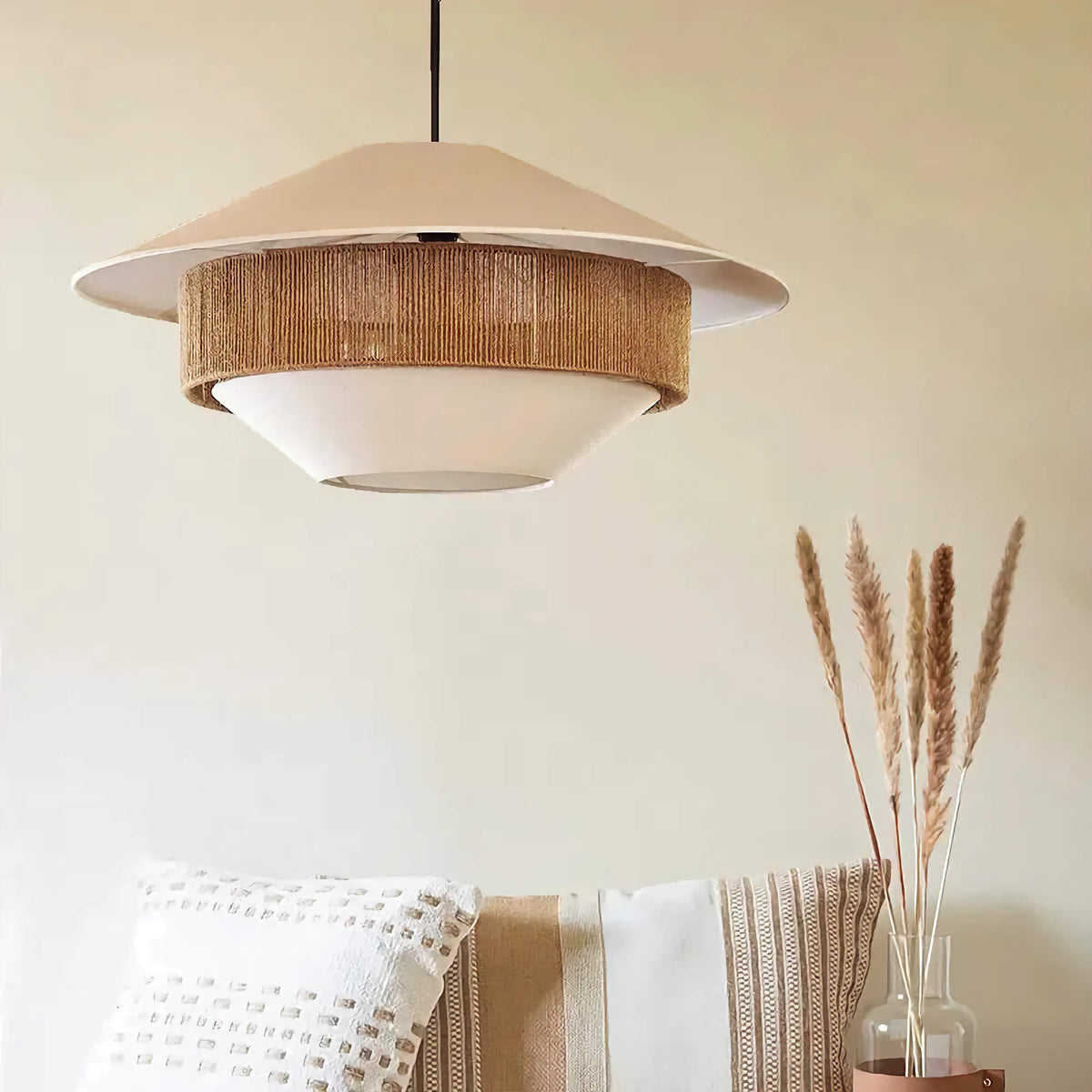 Woven Pendant Light | Wicker-style Cotton Cord Shade Rustic Boho Living Room & Dining Casalolalights Luxury Lamps