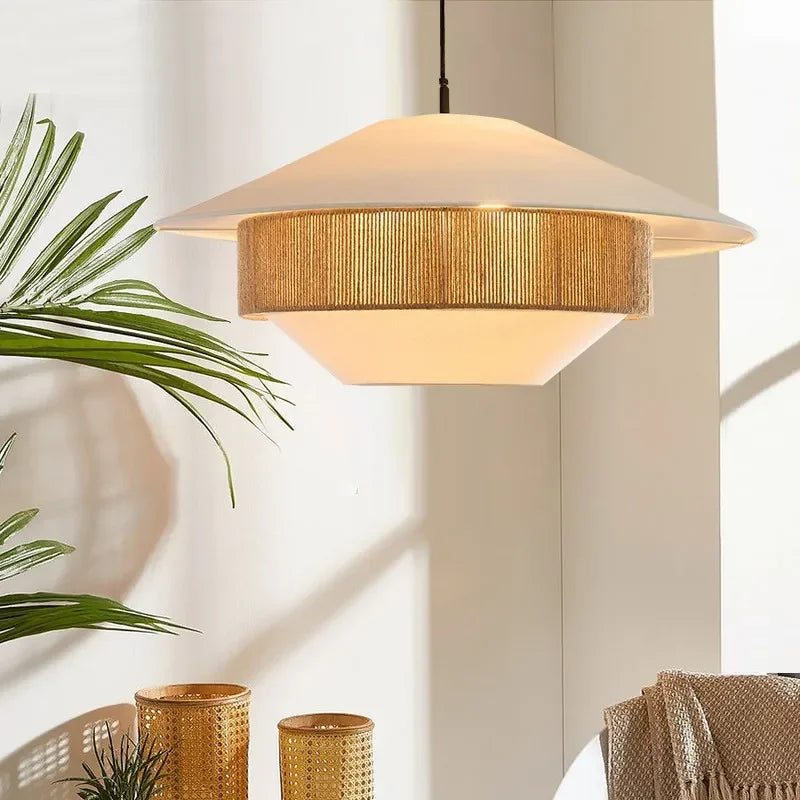 Woven Pendant Light | Wicker-style Cotton Cord Shade Rustic Boho Living Room & Dining Casalolalights Luxury Lamps