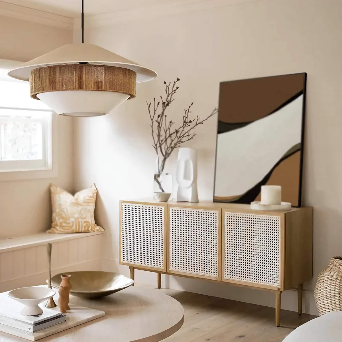 Woven Pendant Light | Wicker-style Cotton Cord Shade Rustic Boho Living Room & Dining Casalolalights Luxury Lamps