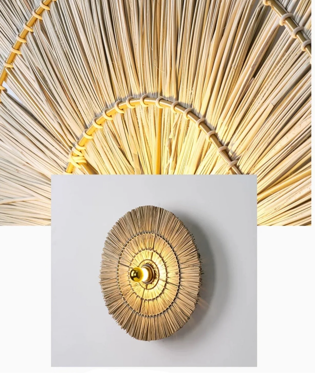 Rattan Wall Light | Handwoven Natural Fibre Sconce Bohemian Modern Living Room & Bedroom Casalolalights Luxury Lamps